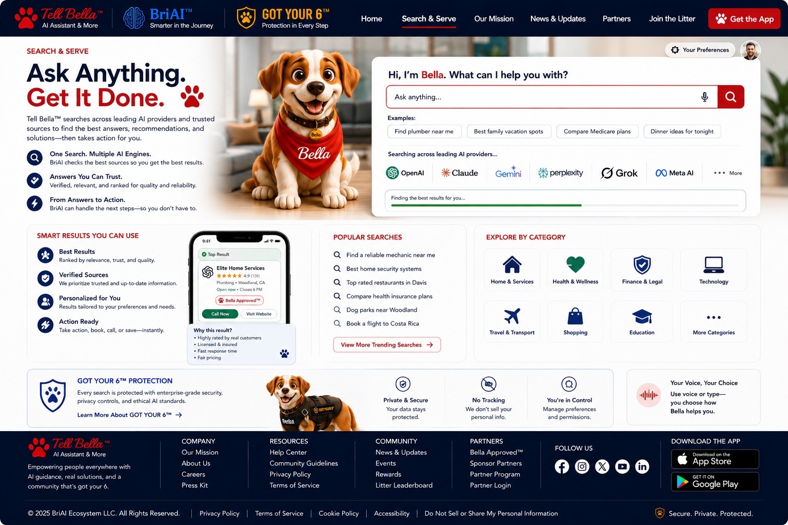 Search & Serve — Tell Bella™ approved design